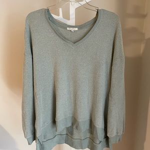 Z Supply Long Sleeve Plush V Neck, M, Morning Fog